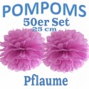 Pompoms, Pflaume, 25 cm, 50er Set