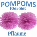 Pompoms, Pflaume, 35 cm, 10er Set