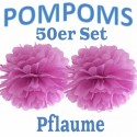 Pompoms, Pflaume, 35 cm, 50er Set