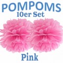 Pompoms, Pink, 35 cm, 10er Set