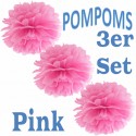 Pompoms, Pink, 35 cm, 3er Set