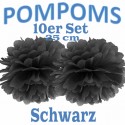 Pompoms, Schwarz, 25 cm, 10er Set