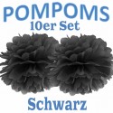 Pompoms, Schwarz, 35 cm, 10er Set