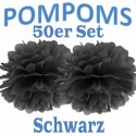 Pompoms, Schwarz, 35 cm, 50er Set
