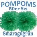 Pompoms, Smaragdgrün, 35 cm, 50er Set