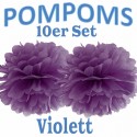 Pompoms, Violett, 35 cm, 10er Set