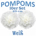 Pompoms, Weiß, 25 cm, 10er Set