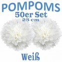 Pompoms, Weiß, 25 cm, 50er Set