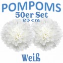 Pompoms, Weiß, 25 cm, 50er Set