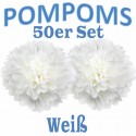 Pompoms, Weiß, 35 cm, 50er Set