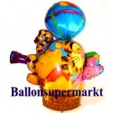 Luftballon Winnie Puuh, Tigger und Ferkel im Fesselballon, Folienballon mit Ballongas