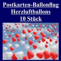 Ballonflugkarten zur Hochzeit, 10 Postkarten, Herzluftballons steigen auf