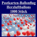 Ballonflugkarten zur Hochzeit, 1000 Postkarten, Herzluftballons steigen auf