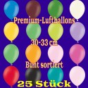 Luftballons, Latex 30cm Ø, 25 Stück / Bunt