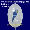 PVC-Folien-Luftballon, Insider, Papagei, blau, inklusive Ballongas