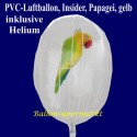 PVC-Folien-Luftballon, Insider, Papagei, gelb, inklusive Ballongas