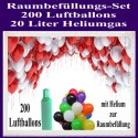 200 bunte Luftballons mit Helium zur Raumbefüllung