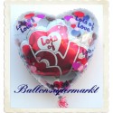 Riesiger Insider Herzballon, ca. 80 cm groß, Luftballon aus Folie mit Helium, zu Liebe und Valentinstag, Ballon im Ballon