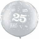 Riesenluftballon Zahl 25, silber, 90 cm