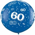 Riesenluftballon Zahl 60, blau, 90 cm
