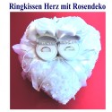 Ringkissen Hochzeit, Weiß mit Rosen, aufklappbar