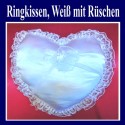 Ringkissen Hochzeit, Weiß mit Rüschen