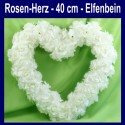 Rosen-Herz, Elfenbein, Herz aus Rosen, 40 cm, Dekoration Hochzeit