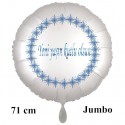 Großer Rundluftballon in Satin Weiß "Yeni yaşin kutlu olsun", 71 cm, ohne Helium