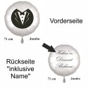 Großer personalisierter Rundluftballon in Satin Weiß "Damat Bohca", 71 cm, ohne Helium