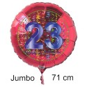 Jumbo Luftballon aus Folie zum 23. Geburtstag, Rot, 71 cm, rund, inklusive Helium