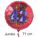 Jumbo Luftballon aus Folie zum 42. Geburtstag, Rot, 71 cm, rund, inklusive Helium