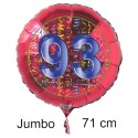 Jumbo Luftballon aus Folie zum 93. Geburtstag, Rot, 71 cm, rund, inklusive Helium