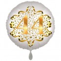Luftballon aus Folie zum 44. Geburtstag, Satin Weiß, 45 cm, rund, inklusive Helium