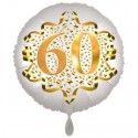 Luftballon aus Folie zum 60. Geburtstag, Satin Weiß, 45 cm, rund, inklusive Helium