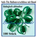 Safe Tite Bio-Fixverschlüsse mit Ballonbändern - 100 Stück, für Luftballons von 25 cm bis 45 cm