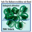 Safe Tite Bio-Fixverschlüsse mit Ballonbändern - 500 Stück, für Luftballons von 25 cm bis 45 cm