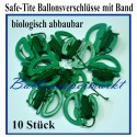 Safe Tite Bio-Fixverschlüsse mit Ballonbändern - 10 Stück, für Luftballons von 25 cm bis 45 cm