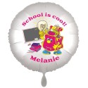 School is Cool! Weißer Luftballon zum Schulanfang, mit dem Namen der Schulanfängerin, inkl. Helium-Ballongas