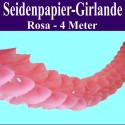 Seidenpapier-Girlande Rosa, 4 Meter, Baby Girl, Babyparty Dekoration