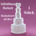 Seifenblasen Hochzeit, Wedding Bubbles, Hochzeitstorte mit Herz, weiß, 1 Stück