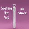 Seifenblasen Hochzeit, Wedding Bubbles, Herz weiß, 48 Stück