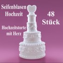 Seifenblasen Hochzeit, Wedding Bubbles, Hochzeitstorte mit Herz, weiß, 48 Stück