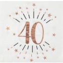 Servietten zum 40. Geburtstag, Rosegold Sparkling 40, 10 Stück