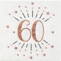 Servietten zum 60. Geburtstag, Rosegold Sparkling 60, 10 Stück