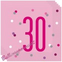 Geburtstagsservietten zum 30. Geburtstag, Pink & Silver Glitz
