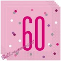 Geburtstagsservietten zum 60. Geburtstag, Pink & Silver Glitz