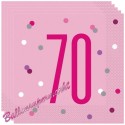 Geburtstagsservietten zum 70. Geburtstag, Pink & Silver Glitz