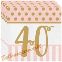 Geburtstagsservietten zum 40. Geburtstag, Pink Chic