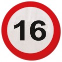 Geburtstagsservietten zum 16. Geburtstag, Verkehrsschild 16