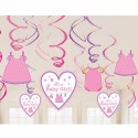 Deko-Swirls Shower with Love Girl, Dekorationshänger zur Babyparty